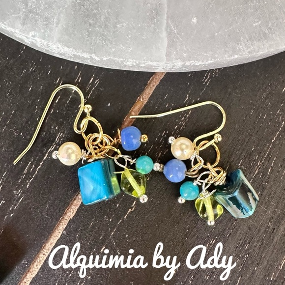Alquimia Gold and Multicolor gemstones Earrings - Picture 1 of 1